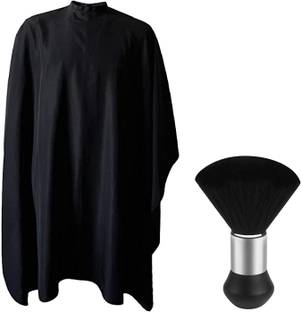 E-DUNIA Professional Barber Cape with Snap Closure, Hair Cutting Salon Cape Hairdressing Apron Black, Neck Duster Brush Included