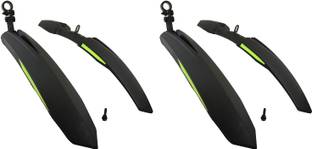 ABC AMOL BICYCLE COMPONENTS Front & Rear Mudguard with Reflective Tape ,Color Green Black(Pack Of 2) Full Length Front & Rear Fender