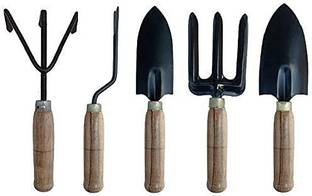 Ravel Gardening tool set of 5 WOOD HANDLE Garden Tool Kit