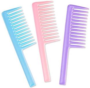 Nyamah sales Professional Plastic Wide Tooth Shower Hair Comb Detangling Handle Hair Comb 3pc