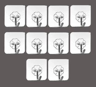 Tuelip Set of 10 Wall Hooks Heavy Duty Hooks for Hanging 10KG (Max) Magic Stickers Hooks Seamless Transparent Adhesive Hooks for Hanging Keys Coats Hats Bags Ceiling Hook 10