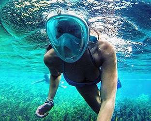 GOLKIPAR Snorkel Mask with Latest Dry Top Breathing System,Fold 180 Degree Panoramic Swimming Kit