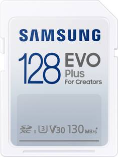 SAMSUNG MB-SC128K/APC EVO Plus 128 GB SDHC Class 10 130 MB/s  Memory Card Compatible with Camera, Computer
