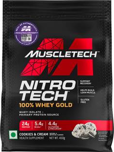 Muscletech NitroTech 100% Whey Gold for Muscle Support & Recovery - Primary Source Isolate Whey Protein