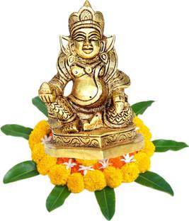 aalayam selveer Kubera Statue | Kuber Statue | Kuberar Silai | Kubera Idol | Kuber Murti Brass Decorative Showpiece  -  9.5 cm