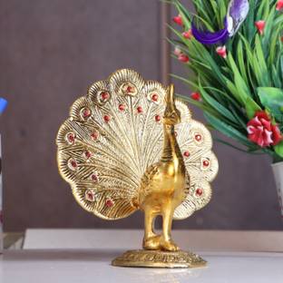 KridayKraft Peacock Showpiece Metal Statue for Vastu,Living Room,Office,Gift idol, Animal Decorative Showpiece  -  14 cm