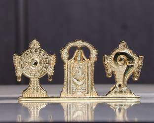 KridayKraft Metal Tirupati Balaji Shankh Chakra for Car Dashboard,Office,Religious idol Decorative Showpiece  -  5 cm