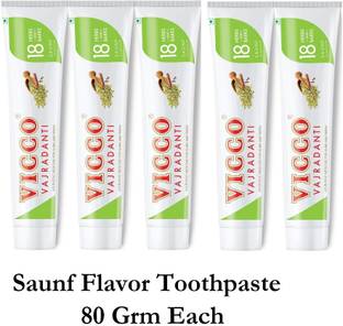 VICCO Vajradanti Tooth Paste Saunf Flavour - 400g (80 grm x 5 Pc) Toothpaste