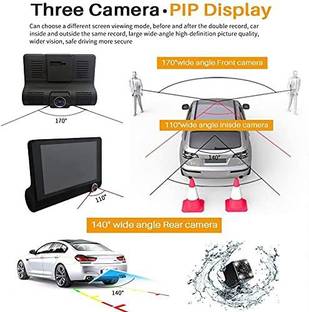 CLEGO 3 Channel Dash Camera Full HD with Night Vision, Loop Recording Reverse Assist Camera System