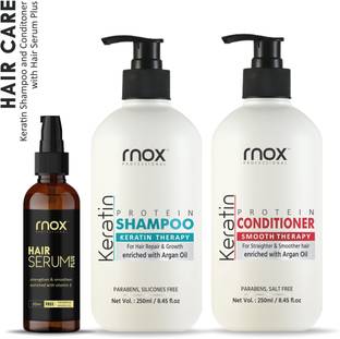 RNOX Keratin Shampoo and Conditioner Combo with Hair Serum for Strengthening and Smoothening Hair | Part of Keratin Treatment