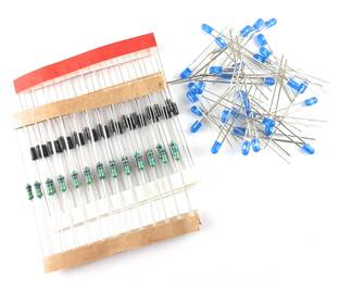 SAMAES Combo pack of 25 pics 3mm Blue Led, 1N4007 Diode, 270K Resistor for AC Indicator Light Electronic Hobby Kit