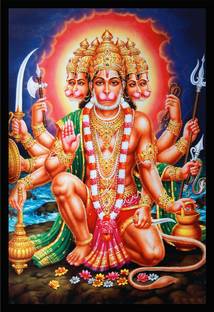 मोरी Lord Panchmukhi Hanuman Ji Wall Decor Art Painting डिजिटल रीप्रिंट 12 inch x 9 inch पेंटिंग