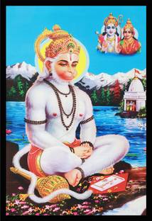 Mmory Lord Hanuman Ji Wall Decor Art Painting Digital Reprint 12 inch x 9 inch Painting