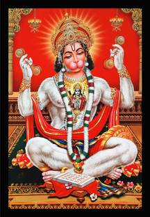 IVOKE Beautiful Decorative Hanuman Ji Art Wall Decor Painting Digital Reprint 18 inch x 12 inch Painting