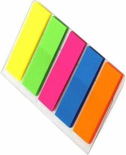 DGV Sticky Flags Page Marker 5 Colours Mini Text Highlighter Strips Neon Index Tabs 50 Sheets Fluorescent Sticky Note for Marking for Page Marker (Pack of 2 (Total:250 Flags), 5 Colors