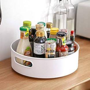 NEWON Plastic 360° Rotating Kitchen Organizer Tray Lazy Susan Multi-Purpose Revolving tray Storage Basket