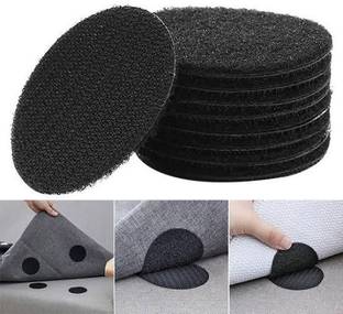 FLOSTRAIN 5Pc Set Black 2inch/5cm Multipurpose Round Self Adhesive Stick-on Velcro
