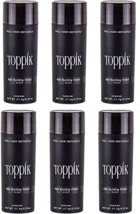 toppik Hair Building Fibers For Volumizer & Instant Styling Black Color 6 Units Hair Fiber