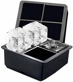 Kepzell Silicone Ice Cube Tray 4 Ice Cube Molds Tray Black Black Silicone Ice Cube Tray
