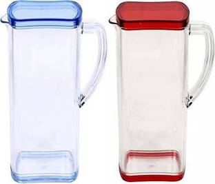 KDZONE (Pack of 2) Water jug with Lid and Handle, 2 liters Glass Set Water/Juice Glass
