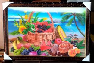 Varda 3D FRUIT BASKET Digital Reprint 16 inch x 24 inch Painting