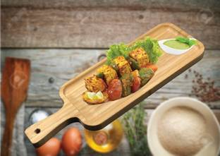ZIDO 1 Peice of Natural Bamboo Wood Multipurpose Snacks Serving Platter/ Food Tray Sizzler Tray