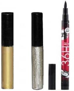 AVEU Waterproof Metallic Shinning Shimmer Eyeliner With 36H Eyeliner (Gold & Silver)
