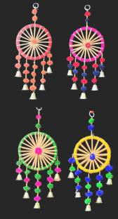 Just Flowers Handmade Colorful Ring with Bells Hanging for Home, Wedding, Stage Decorations Toran