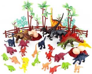 Delite New Dinosaur Park 31 Dino Mini Figures with Jurassic Play Mat and Accessories