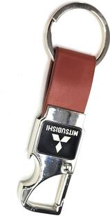 Jdp Novelty Premium Quality Leather Metal Opner Keychain for Mitsubishi Cars Key Chain