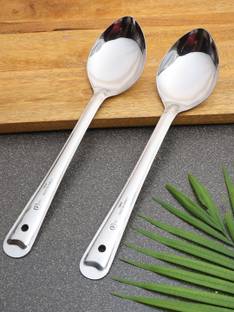 ZEVORA Stainless Steel Basting/Serving Spoon (Chamcha) 32 cm Steel Serving Spoon Set