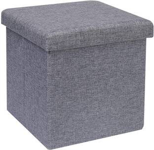 MOSHTU Living Foldable Storage Box Ottoman Bench Container with Cushion Seat Lid, Cube Stool