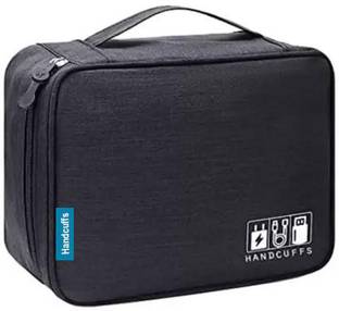 HANDCUFFS Electronics Accessories Organizer Bag Universal Carry Travel Gadget Bag for Cables, Plug and More, Perfect Size Fits for Pad Phone Charger Hard Disk