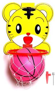 HK Sports Tiger Shaped Kids Hangable Indoor/Outdoor Basket Board Kit|| Basket Ball Set || Basketball Ring