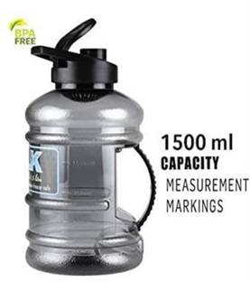KASO Sport 1.5 Liter Gallon Bottle BPA-Free Gym Bottle with Mixer Ball 1500-ml Shaker 1500 ml Plastic Shaker