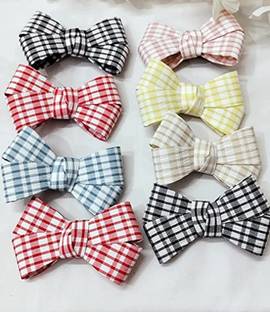 Myra Collection Bow Check hair clips pack of 8 for girls Hair Clip