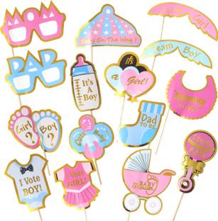 Party Decorz Baby Shower Photo Booth Party Props Set of 15 Pcs for Baby Shower, Maternity Photo Booth Board