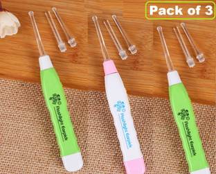 Bichwaliya LED Flashlight Earpick for Ear wax remover and cleaner (Multicolour) (Pack of 3)