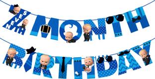 ZYOZI Boss Baby 7th Month Birthday Banner for Boys Boss Baby Party Decoration Banner Banner