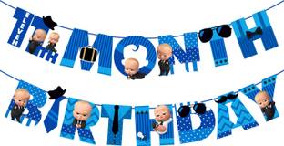 ZYOZI Boss Baby 11th Month Birthday Banner for Boys Boss Baby Party Decoration Banner Banner