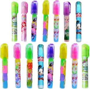 Kartual Return Gift Item For School Kids| Stacking Pen Style Eraser Multiprint For Kids Non-Toxic Eraser