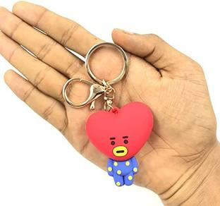 gtrp Cute Tata BTS | BT21 Kpop Character | Doll Fancy Heavy Silicone Keychain Red Key Chain