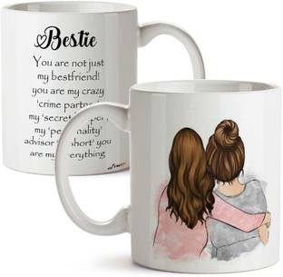 FirseBUY Funny Bestie for Girl - Cute Best Friend Friendship Quotes Printed Ceramic Coffee Mug