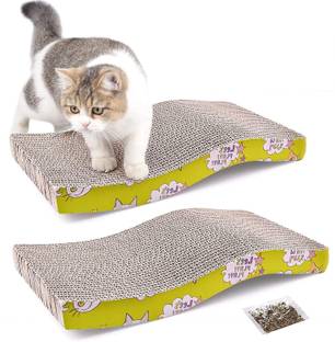 Pet Guard Cat Scratcher Cardboard with Catnip, Recycle Corrugated (s Shape) Cat Pet Mat