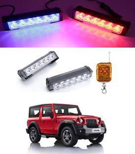 MATIES 12V/6LED Police Light Blue/Red with Remote Police Flash Light For Thar Fog Lamp Car, Truck, Van LED for Mahindra (12 V, 55 W)