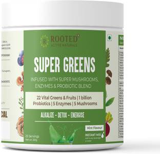 ROOTED Superfood Greens, Mushrooms & Herbs Blend| 22 Daily Greens & Fruits | 250 grams