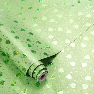 CRIMSON DECORS Vinyl Decorative Green Wallpaper