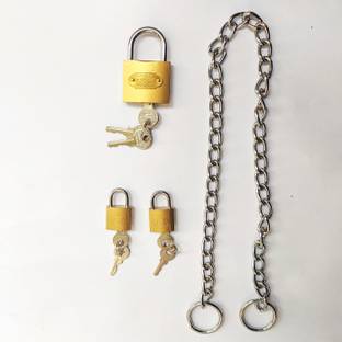 एनीफैशन 2 foot chain with 2 small locks and 1 medium lock चेन लॉक