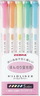 Zebra MildLiner Highlighter 5 Color Set (WKT7-5C)