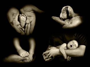 Pitaara Box Babys Foots In Father Hands Unframed Wall Art Painting Print Canvas 20 inch x 26.7 inch Painting